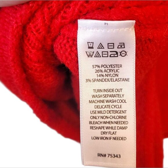 Cupcakes And Cashmere Red Ski Mock Neck Sweater Size US M - Picture 5 of 5